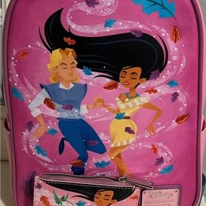 Disney Pink Pocahontas Backpack with Fall Leaf Design